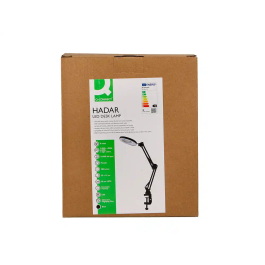 Q-connect Lampara Escritorio Hadar LED 8W 380lm Aluminio con Pinza Lupa Brazo Doble Color Negro