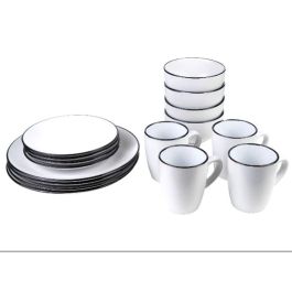 Juego de Tazas con Platos Romimex Blanco Cerámica (16 Piezas)