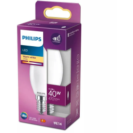 Philips Bombilla Vela LED E14 4,3W 470lm 2700K Luz Calida Ø3,5x9,7cm