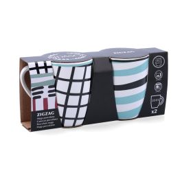 Bidasoa Set 2 Tazas Porcelana Zigzag 33 cL Surtidos