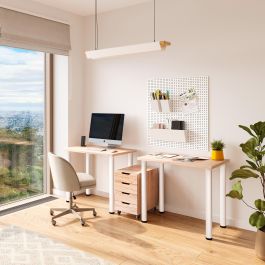 Emuca Lote de 4 patas para mesa, diámetro 60mm, H 830mm, Acero, Pintado blanco