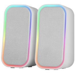 Mars Gaming Altavoces Bluetooth MS-OM/ 20W/ 2.0/ Blanco con Chipset DSP y RGB Control, Sonido Envolvente y Conectividad 5.3 + AUX-IN