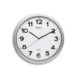 Maul Reloj de Pared Redondo Eléctrico 40 cm Diámetro, Marco Plástico Irrompible, Cristal Mineral, Números Arábigos Negros, Color Plata Precio: 32.79000054. SKU: B12MRJ9RQV