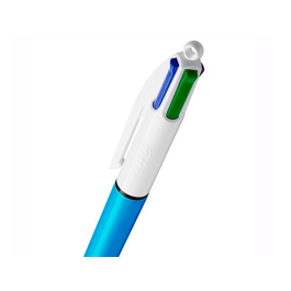 Bic Bolígrafo 4 Colores Shine Silver Cuerpo Blanco-Azul Metálico Caja 12 Unidades