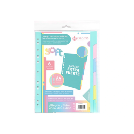Carchivo Separadores A4 PP Extra Fuerte Colores Soft 6 Posiciones
