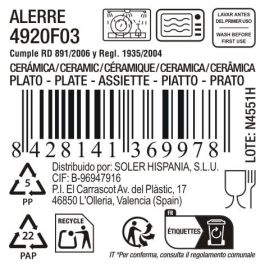 La Mediterranea Plato 20.5 cm "Alerre" Md, Plato de 20.3 cm de diametro por 2.2 cm de altura, Peso 12 kg por caja (486 g por plato) (24 Unidades)