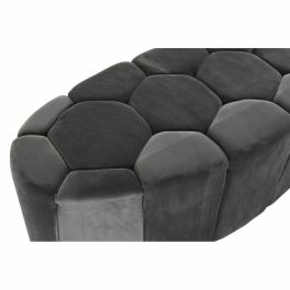 DKD Home Decor Descalzadora Scandi Gris de Poliéster y MDF para Dormitorio o Recibidor - 125 cm Ancho, 53 cm Largo, 46.5 cm Alto