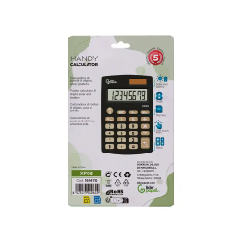 Liderpapel xf05 Calculadora de Bolsillo 8 Dígitos Solar y Pila Color Negro 98x62x8 mm