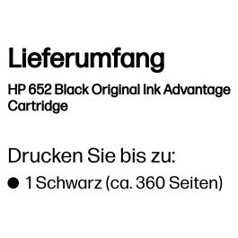 HP 652 Cartucho de Tinta Negra Original Ink Advantage