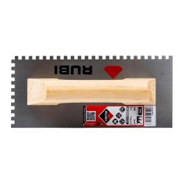 Rubi R65982 Peine de Acero para Mortero Cola 28cm Mango Madera Cerrado Dentado 6x6mm Ideal Cerámica Pequeña