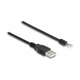 DeLOCK Cable USB 2.0 Tipo A Macho a 4 Hilos Abiertos para Prototipado o Reparación, 1 Metro, Negro - Incluye Conector Derecho y Calibre AWG 28