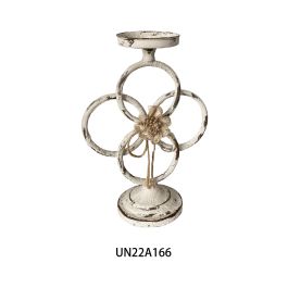 DKD Home Decor Portavela Neoclasico Blanco de Metal para Decoración Hogar, Largo 13cm, Ancho 24cm, Alto 34cm, Peso 1kg