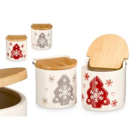 Krist+ Salero Ovalado de Cerámica con Tapa de Bambú, 10.5x11x10.5 cm (12 Unidades) Precio: 36.49999969. SKU: B15SV9WSQX