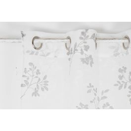 DKD Home Decor Cortina Visillo de Poliéster Estilo Shabby Gris Claro y Blanco con Hojas - Juego de 2 Unidades de 270cm Alto x 140cm Ancho