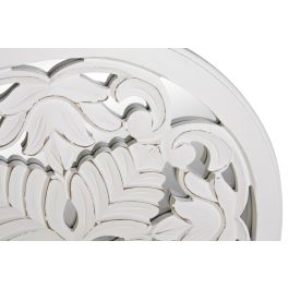 DKD Home Decor Decoración Pared Romántica con Flores, Espejo MDF, Blanca, 40x40x1.5 cm (4 Unidades)