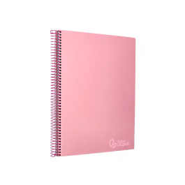 Liderpapel Cuaderno espiral Jolly A4 Micro 140 hojas 75gr Cuadro 5mm 5 bandas 4 taladros tapa forrada color rosa
