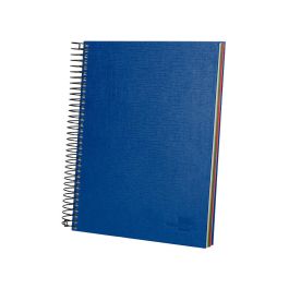 Cuaderno Espiral Liderpapel A5 Micro Papercoat Tapa Forrada 140H 75 gr Cuadro5 mm 5 Bandas 6 Taladros Azul