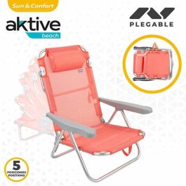Silla playa plegable aluminio 5 posiciones flamingo 48x46x84 cm con cojin y asa. Silla playa plegable aluminio 5 posiciones flamingo 48x46x84 cm con cojin y asa.