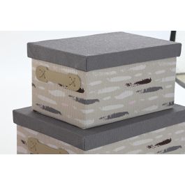 DKD Home Decor Caja Basicos Gris Burdeos Poliester 30 x 20 x 40 cm Set de 3