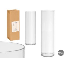 Giftdecor Jarrón Cilíndrico Transparente de Acrílico con 12 cm de Diámetro y 40 cm de Alto (12 Unidades)