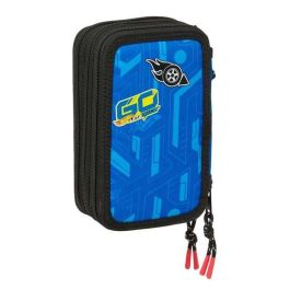 Safta Plumier Escolar Triple con 37 Piezas Hot Wheels Let's Race 195x125x55 mm