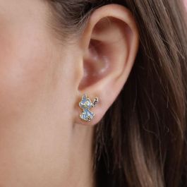 PEERS HARDY Pendientes Stitch & Angel Disney chapados en oro con piedra de colores