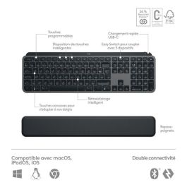Logitech MX Keys S Combo Performance con MX Master 3S, Teclado MX Keys S, Reposamuñecas MX Palm Rest - Serie Master