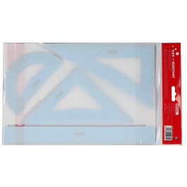 Safta Juego de Reglas Flexible Escuadra Cartabón con 3 Colores
