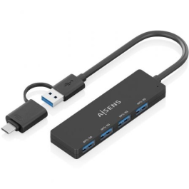 Aisens A109-0987 Hub USB 3.1 Tipo-C + USB-A a 4xUSB 3.0 Hembra Negro 5 Gbps 15cm Precio: 11.616. SKU: B1JLT5F9Z5