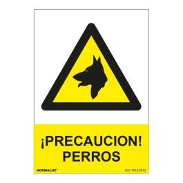 Normaluz Señal peligro precaución perros PVC 0,7mm 21x30cm