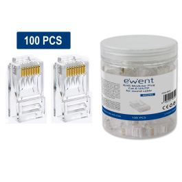 Ewent Conector RJ45 IM1205 Cat.6 U/UTP para cable redondo, 100 unidades