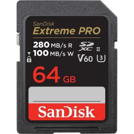 SanDisk SDSDXEP-064G-GN4IN Memoria Flash 64 GB SDXC UHS-II Clase 10, Velocidad Lectura 280 MB/s, Escritura 100 MB/s, U3, V60