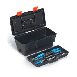 Terry Caja de herramientas eko toolbox 16 con bandeja y organizador, 40x20x17,5 cm, Polipropileno, Negro/Naranja
