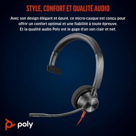 Poly Blackwire 3310 TAA Headset Certificado Microsoft Teams con Adaptador USB-C/A, Audio Profesional y Diseño Cómodo