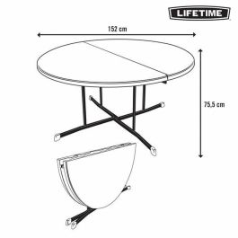 Lifetime Mesa Redonda Plegable por la Mitad D152 cm