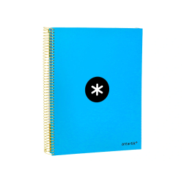 Antartik Cuaderno espiral A4 micro 120 hojas 90 gr cuadro 5mm 5 bandas color azul