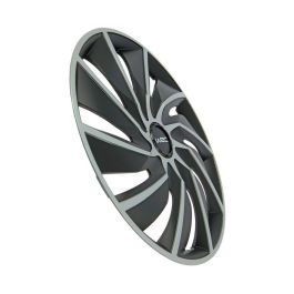 WRC Juego de 4 Tapacubos Bicolores 14 Pulgadas Negro Mate y Gris Plateado Diseño Deportivo TURBO en ABS