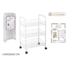 Confortime Verdulero de Metal Blanco, 3 Pisos, 62 cm Alto (6 Unidades) Confortime Verdulero de Metal Blanco, 3 Pisos, 62 cm Alto (6 Unidades)
