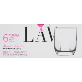 Lav Set 6 Vasos Agua "Tuana" 320 cc Medidas 7.5x7.5x9.5 cm (8 Cajas)