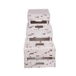 TABLECRAFT - RCBCRATE2 - SET de 3 CAJAS - ELEVADORES - Blanco decapado