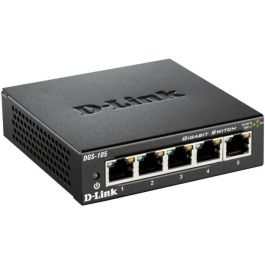 D-Link DGS-105 - 5-Port 10/100/1000 Gigabit Metal Housing Desktop Switch, Auto MDI/MDIX, Full/half-duplex, Jumbo Frames, 10 Gbps, QoS, Black