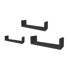 Moblekit Set 3 Estantes Flotantes Negros 42x9.8x10 cm, 34x9.8x8 cm para Organización (6 Unidades)