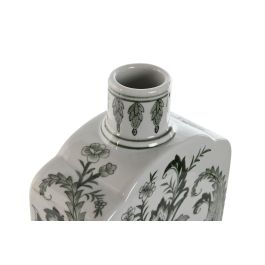 DKD Home Decor Jarrón 16.5 x 8 x 38 cm Porcelana Hojas Verde Blanco