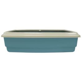 AIME Caja de arena para gatos pequeños con borde y pala, diseño antisalpicaduras, práctica e higiénica para fácil vaciado. 54x40x14 cm, Azul. AIME Caja de arena para gatos pequeños con borde y pala, diseño antisalpicaduras, práctica e higiénica para fácil vaciado. 54x40x14 cm, Azul.