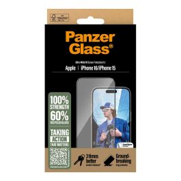 PanzerGlass iPhone 16/15 UWF Protector de Pantalla de Vidrio Templado Resistente a Rayones y Golpes Transparente