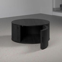 Trendteam RON234311432 Mesa de centro redonda MDF negra Essential Diámetro 80 cm Altura 36 cm