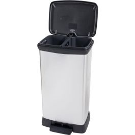 Papelera Duo Rectángulo - DECO BIN - CURVER - 46L (23+23L) - Doble compartimento - 39 x 29 x 72 cm - Gris metalizado Papelera Duo Rectángulo - DECO BIN - CURVER - 46L (23+23L) - Doble compartimento - 39 x 29 x 72 cm - Gris metalizado