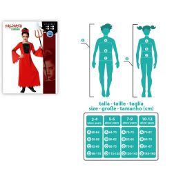 Disfraz Demonia Infantil Niña Vestido y Cuernos para 3-4 Años Halloween