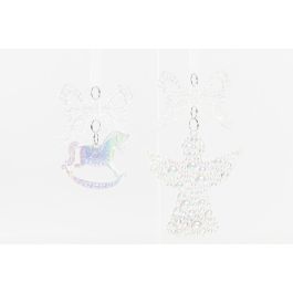 DKD Home Decor Decoración Colgante Navidad Fantasía Acrílico Multicolor Surtido Aleatorio Pack 24 Unidades 2x12x7.5 cm