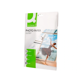 Q-connect Papel Fotográfico Glossy KF01103 DIN A4 Digital Photo para Ink-Jet, Bolsa de 20 Hojas de 180 gr